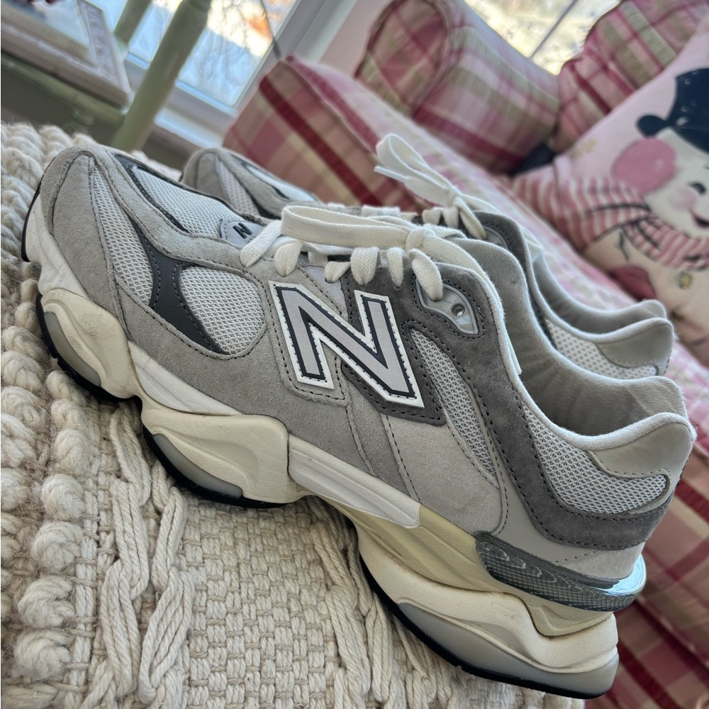 New Balance Light Gray and White Athletic Shoes